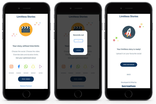Schermate di esempio di Instagram Limitless