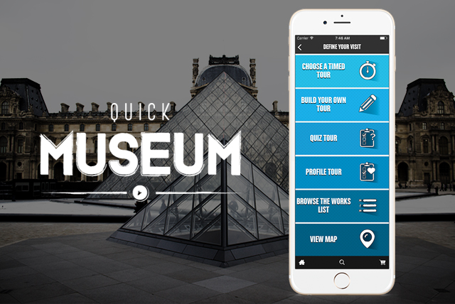 Immagine e logo di QuickMuseum app per visitare musei