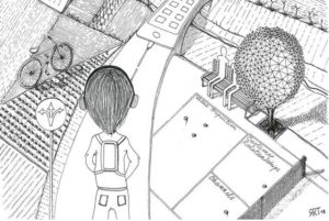 Mobilità urbana in bicicletta illustrazione di Roberto Rubini