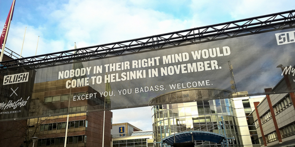 Slush pubblicità ironica Helsinki Novembre