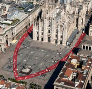Rendering ciclabile in piazza duomo