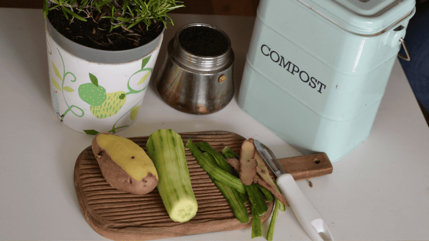 Compost con scarti e fondi di caffè