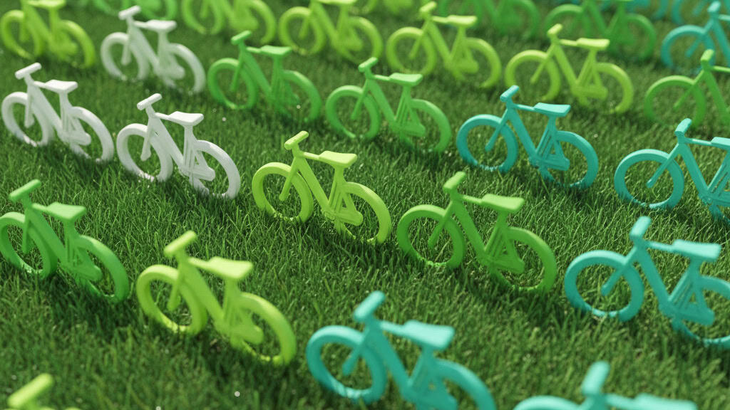 tante biciclette verde sull'erba a rappresentare i Trend ESG