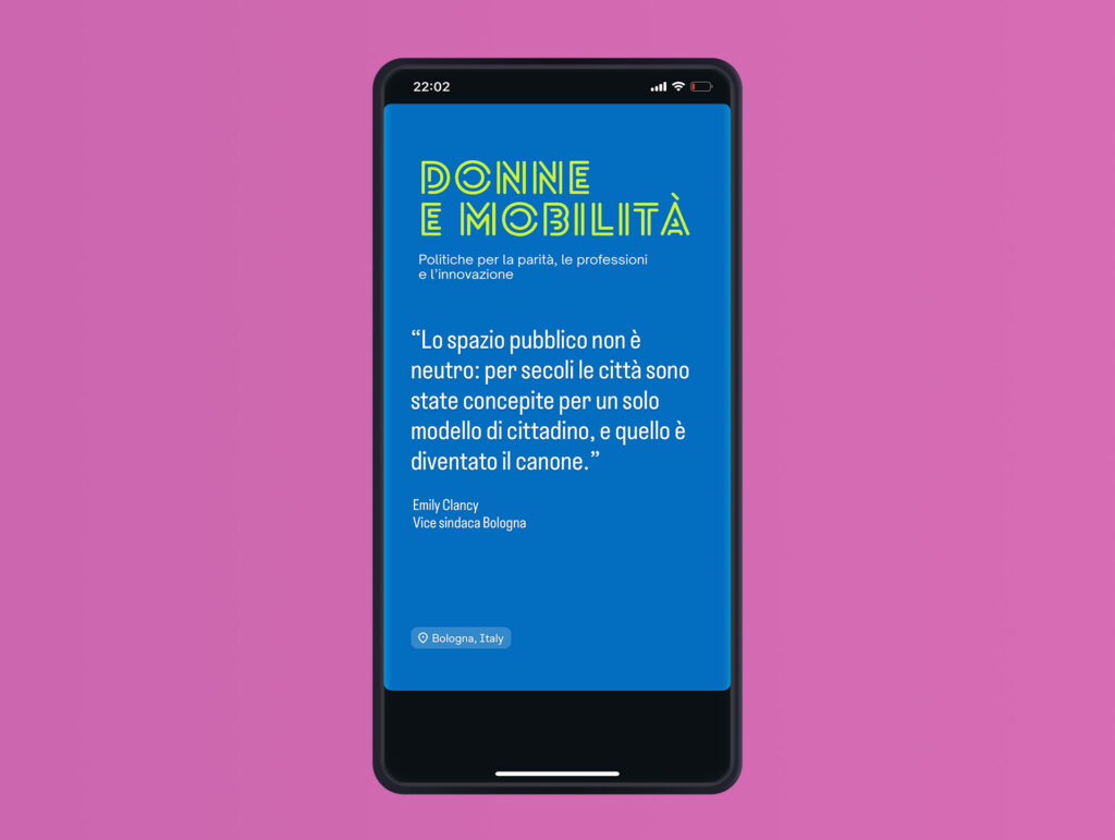 Donne e mobilità citazione di Emily Clancy Vicesindaca di Bolongna